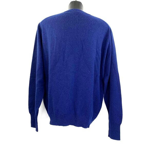 Vintage Lands End Wool Crewneck Pullover Sweater Solid Ultramarine Blue Preppy - Picture 6 of 7